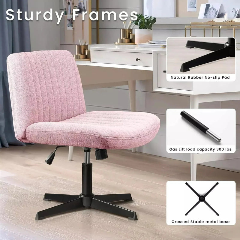 PUKAMI Armless Swivel Office Chair, Height Adjustable Wide Seat Vanity Chair OF06 Vitesse Home