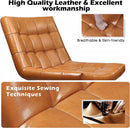 PUKAMI Mid Century Modern Accent Chair,Faux Leather Swivel Desk Chair No Wheels