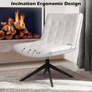 PUKAMI Mid Century Modern Accent Chair,Faux Leather Swivel Desk Chair No Wheels