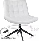 PUKAMI Mid Century Modern Accent Chair,Faux Leather Swivel Desk Chair No Wheels