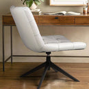 PUKAMI Mid Century Modern Accent Chair,Faux Leather Swivel Desk Chair No Wheels