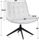 PUKAMI Mid Century Modern Accent Chair,Faux Leather Swivel Desk Chair No Wheels