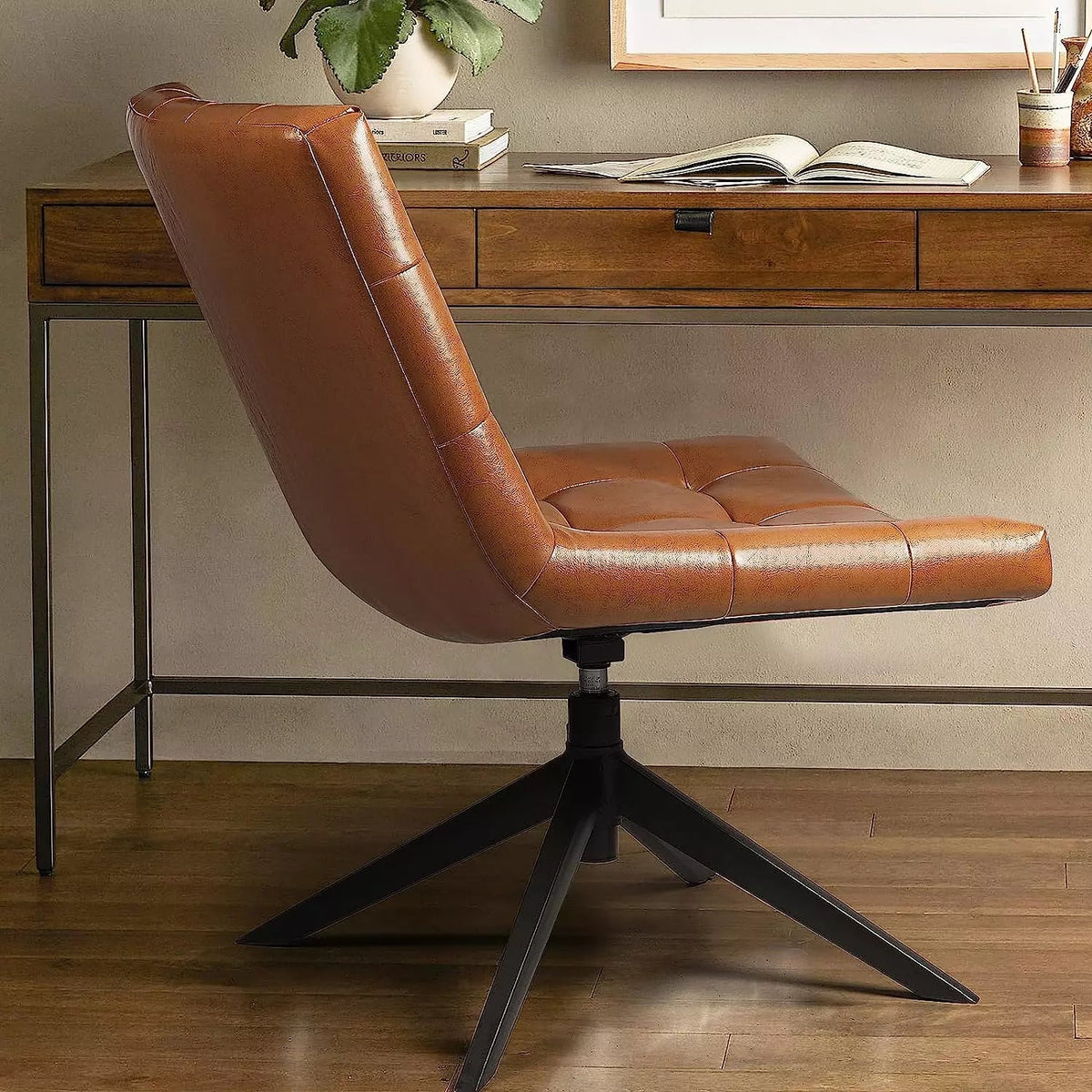 Mid century modern leather office chair hotsell
