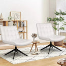 PUKAMI Mid Century Modern Accent Chair,Faux Leather Swivel Desk Chair No Wheels