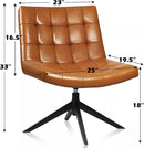 PUKAMI Mid Century Modern Accent Chair,Faux Leather Swivel Desk Chair No Wheels