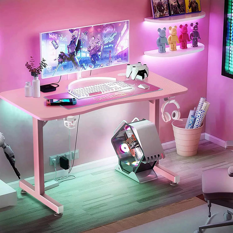Vitesse 40" Cute Pink T-Shaped Small Gaming Desk with Headphone Hook TD05 Vitesse Home