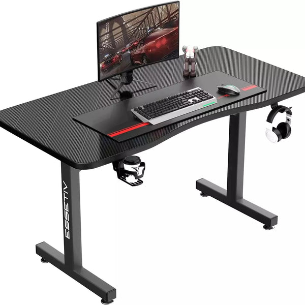 Vitesse 40-inch T-Shaped Black Small Gaming Desk with Free Mat