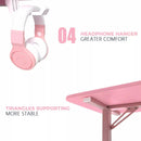 Vitesse 40 inch T-Shaped Small Gaming Desk, Pink gaming desk with Headphone Hook