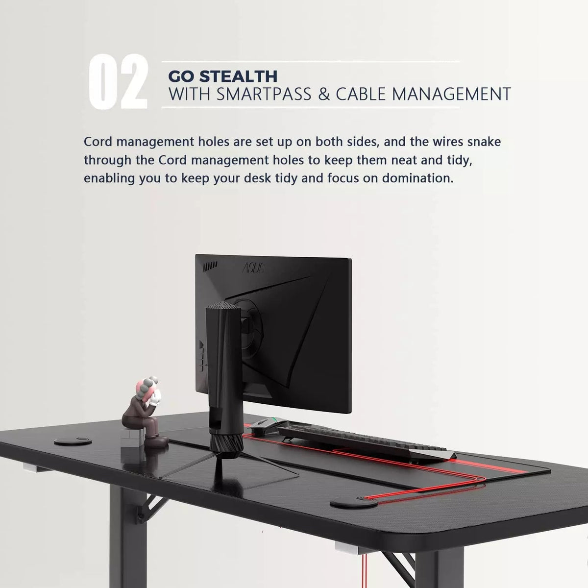 Vitesse 40-inch T-Shaped Black Small Gaming Desk with Free Mat