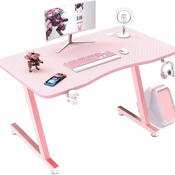 VITESSE Pink Gaming Desk, 40 inch Ergonomic Gaming Desk for Girls