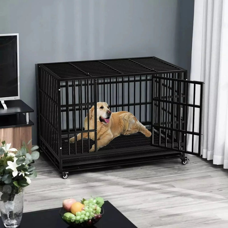 VITESSE 48/38 inch Heavy Duty Indestructible Metal Dog Crate