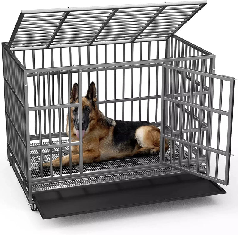 VITESSE 48/38 inch Heavy Duty Indestructible Metal Dog Crate