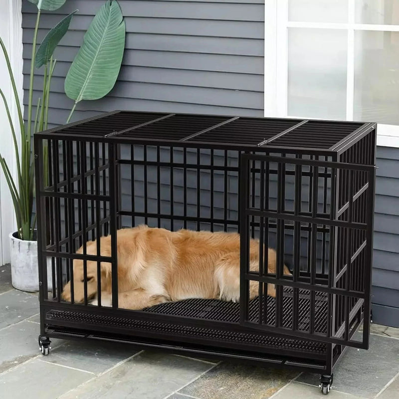 VITESSE 48/38 inch Heavy Duty Indestructible Metal Dog Crate