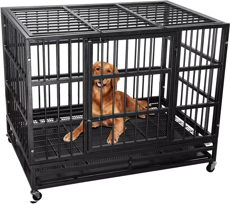 VITESSE 48/38 inch Heavy Duty Indestructible Metal Dog Crate