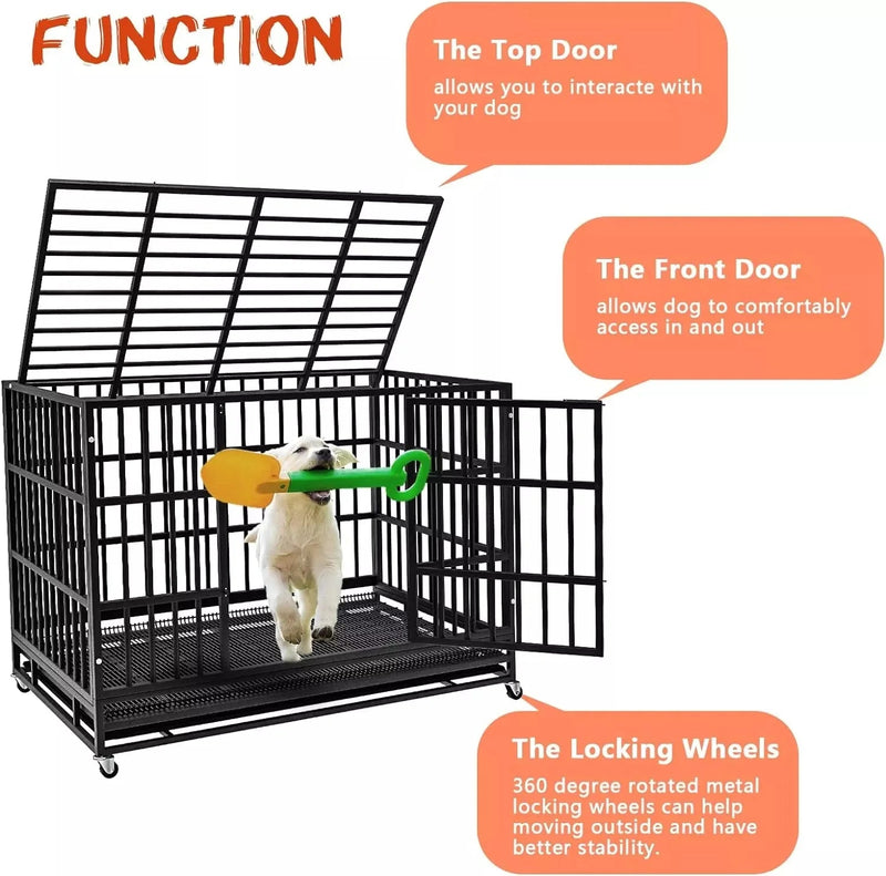 VITESSE 48/38 inch Heavy Duty Indestructible Metal Dog Crate