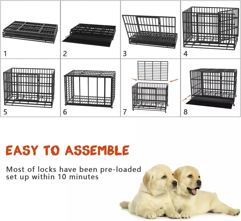 VITESSE 48/38 inch Heavy Duty Indestructible Metal Dog Crate