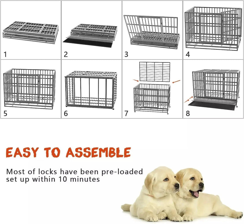 VITESSE 48/38 inch Heavy Duty Indestructible Metal Dog Crate DC01