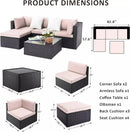 Vitesse 5/7 Pieces L Shaped Modular Patio Furniture Sets with Ottoman