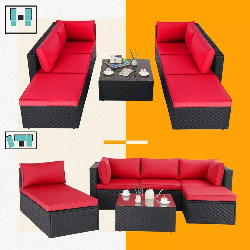 Vitesse 5/7 Pieces L Shaped Modular Patio Furniture Sets with Ottoman