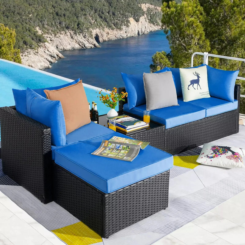 Vitesse 5/7 Pieces L Shaped Modular Patio Furniture Sets with Ottoman