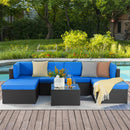 Vitesse 5/7 Pieces L Shaped Modular Patio Furniture Sets with Ottoman PF01