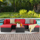 Vitesse 5/7 Pieces L Shaped Modular Patio Furniture Sets with Ottoman PF01