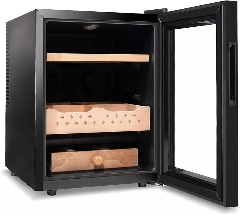 Vitesse 50L Electric Cigars Humidor for 250 Counts with Spanish Cedar Wood Drawer Shelves, Digital Hygrometer