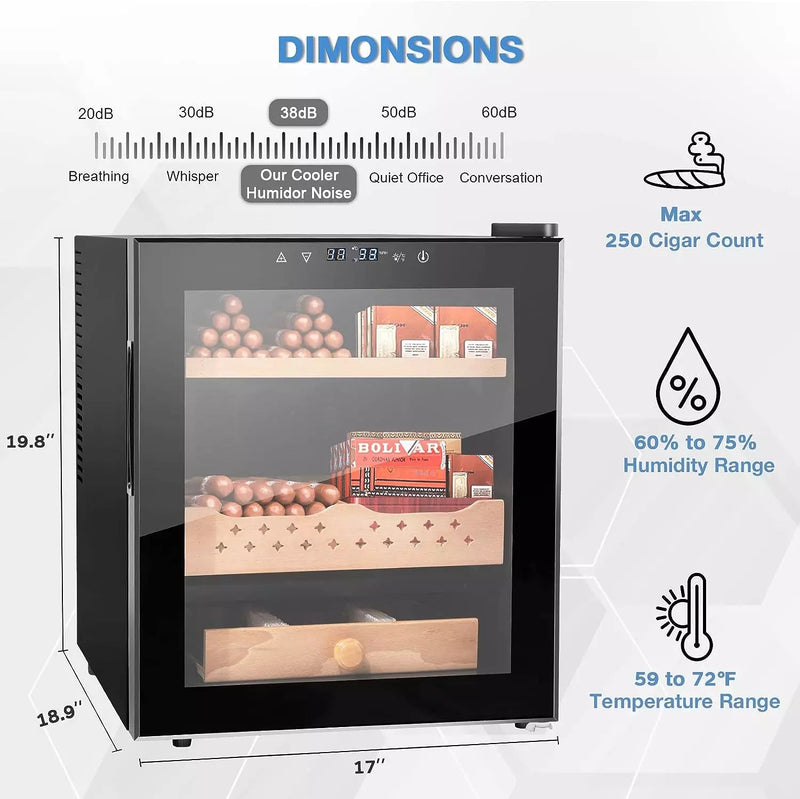 Vitesse 50L Electric Cigars Humidor with Spanish Cedar Wood Drawer Shelves