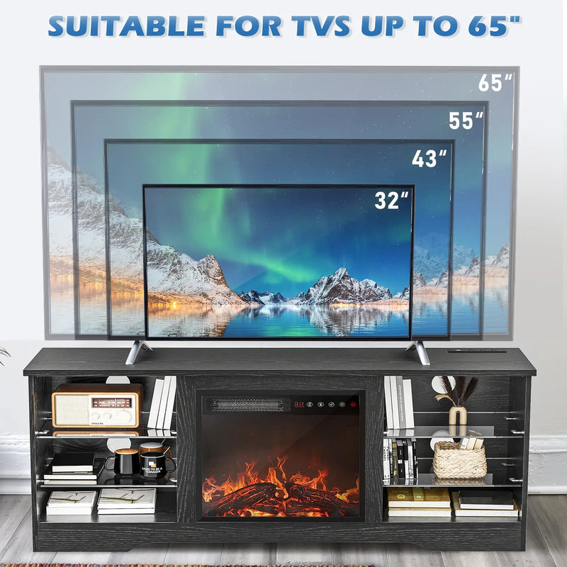 Fireplace tv discount stand 65 inch