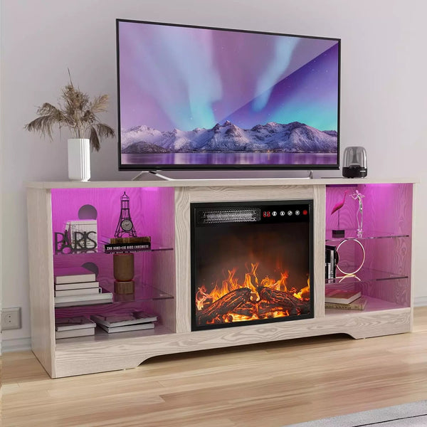 Vitesse 58 Inches Fireplace TV Stand for TVs up to 65 Inches Console with 18'' Electric Fireplace