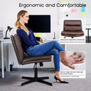PUKAMI Armless Office Desk Chair No Wheels,PU Leather Criss Cross Legged Chair Vitesse Home