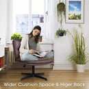 PUKAMI Armless Office Desk Chair No Wheels,PU Leather Criss Cross Legged Chair Vitesse Home