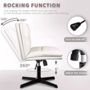 PUKAMI Armless Office Desk Chair No Wheels,PU Leather Criss Cross Legged Chair Vitesse Home