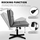 PUKAMI Armless Office Desk Chair No Wheels,PU Leather Criss Cross Legged Chair Vitesse Home