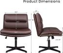 PUKAMI Armless Office Desk Chair No Wheels,PU Leather Criss Cross Legged Chair Vitesse Home