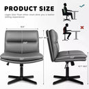 PUKAMI Armless Office Desk Chair No Wheels,PU Leather Criss Cross Legged Chair Vitesse Home