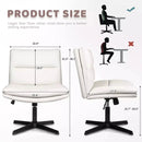 PUKAMI Armless Office Desk Chair No Wheels,PU Leather Criss Cross Legged Chair Vitesse Home