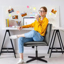 PUKAMI Armless Office Desk Chair No Wheels,PU Leather Criss Cross Legged Chair Vitesse Home