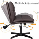 PUKAMI Armless Office Desk Chair No Wheels,PU Leather Criss Cross Legged Chair Vitesse Home