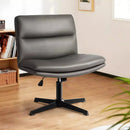 PUKAMI Armless Office Desk Chair No Wheels,PU Leather Criss Cross Legged Chair Vitesse Home