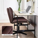 PUKAMI Armless Office Desk Chair No Wheels,PU Leather Criss Cross Legged Chair Vitesse Home