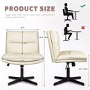 PUKAMI Armless Office Desk Chair No Wheels,PU Leather Criss Cross Legged Chair Vitesse Home