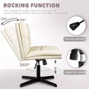 PUKAMI Armless Office Desk Chair No Wheels,PU Leather Criss Cross Legged Chair Vitesse Home
