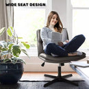 PUKAMI Armless Office Desk Chair No Wheels,PU Leather Criss Cross Legged Chair Vitesse Home