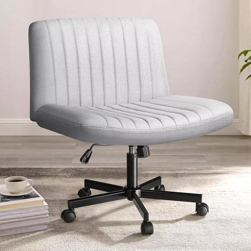 Vitesse Armless Office Desk Chair with Wheels, Fabric Padded Cross Leg