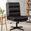 PUKAMI Armless Pu Leather High Back Wide Seat Office Desk Chair Vitesse Home