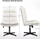 PUKAMI Armless Pu Leather High Back Wide Seat Office Desk Chair Vitesse Home