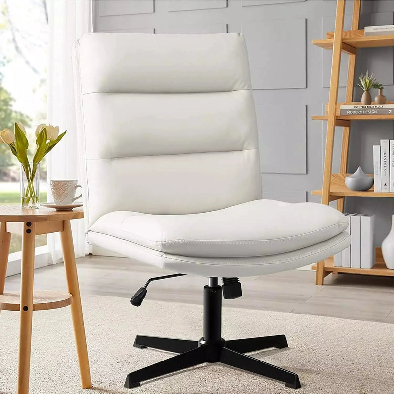 PUKAMI Armless Pu Leather High Back Wide Seat Office Desk Chair Vitesse Home
