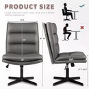 PUKAMI Armless Pu Leather High Back Wide Seat Office Desk Chair Vitesse Home