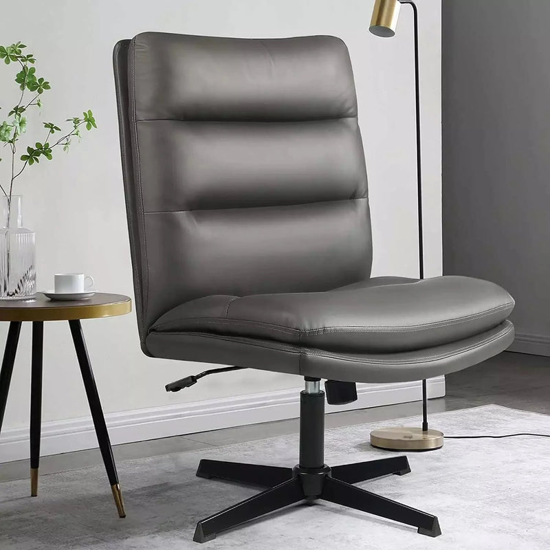 PUKAMI Armless Pu Leather High Back Wide Seat Office Desk Chair Vitesse Home